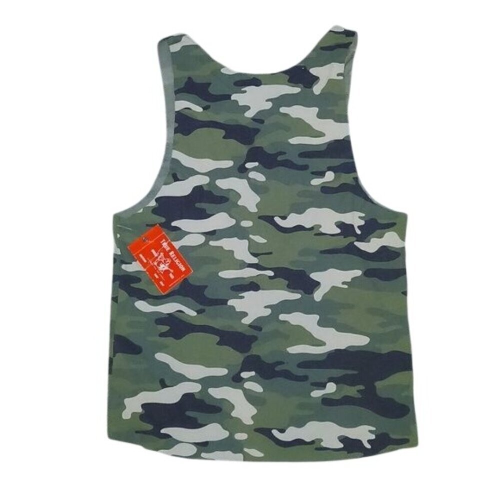 True Religion Green Camo Scoop Neck Muscle Tee - Picture 3 of 5